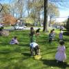 The kids search the grounds of Townley Church to find Easter eggs.